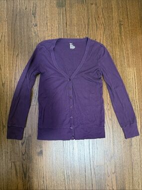GAP Deep Purple V-Neck Button Cardigan